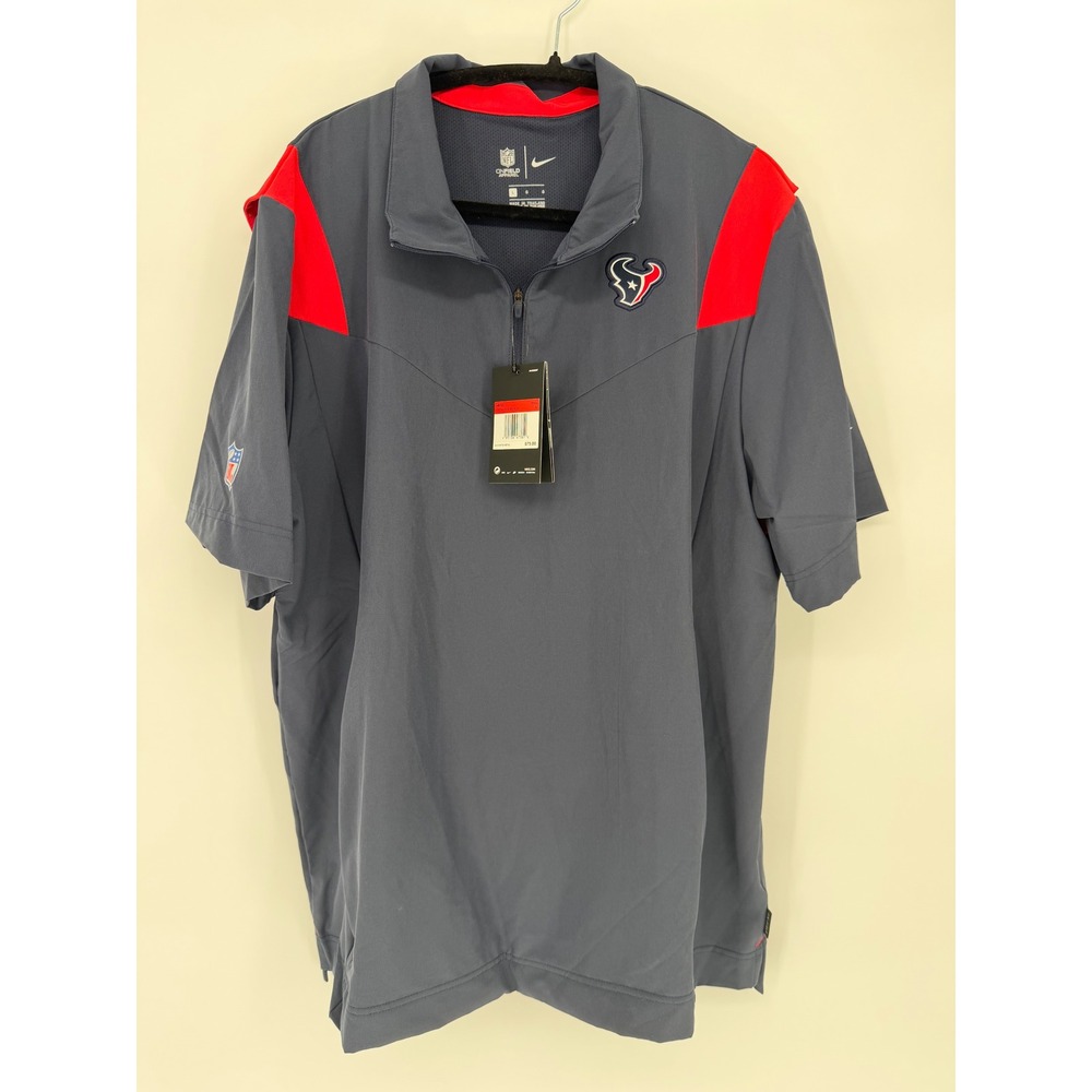 Nike NFL Houston Texans On-Field‎ Coach 1/4 Zip Polo Shirt Men's L Blue Red.